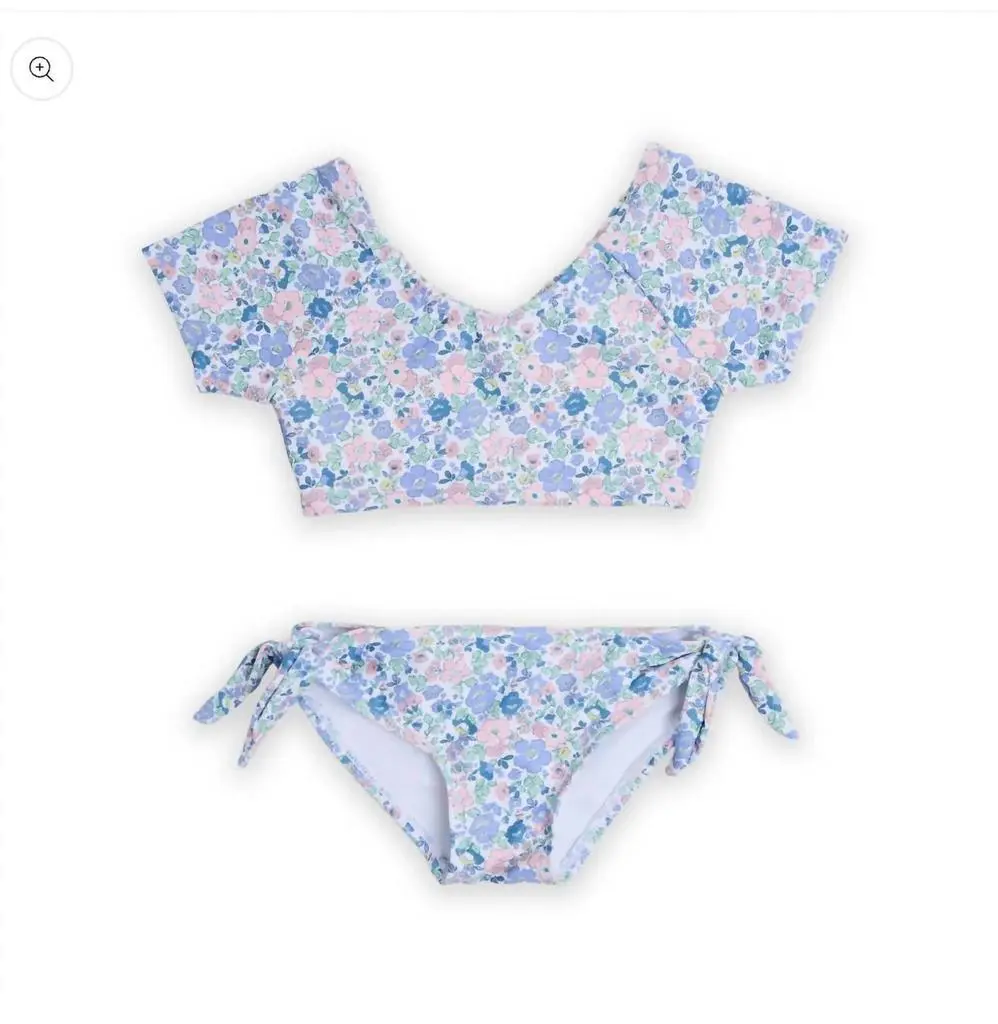 Chiltern Lane Girl's Lottie Short Sleeve Rashguard In Floral