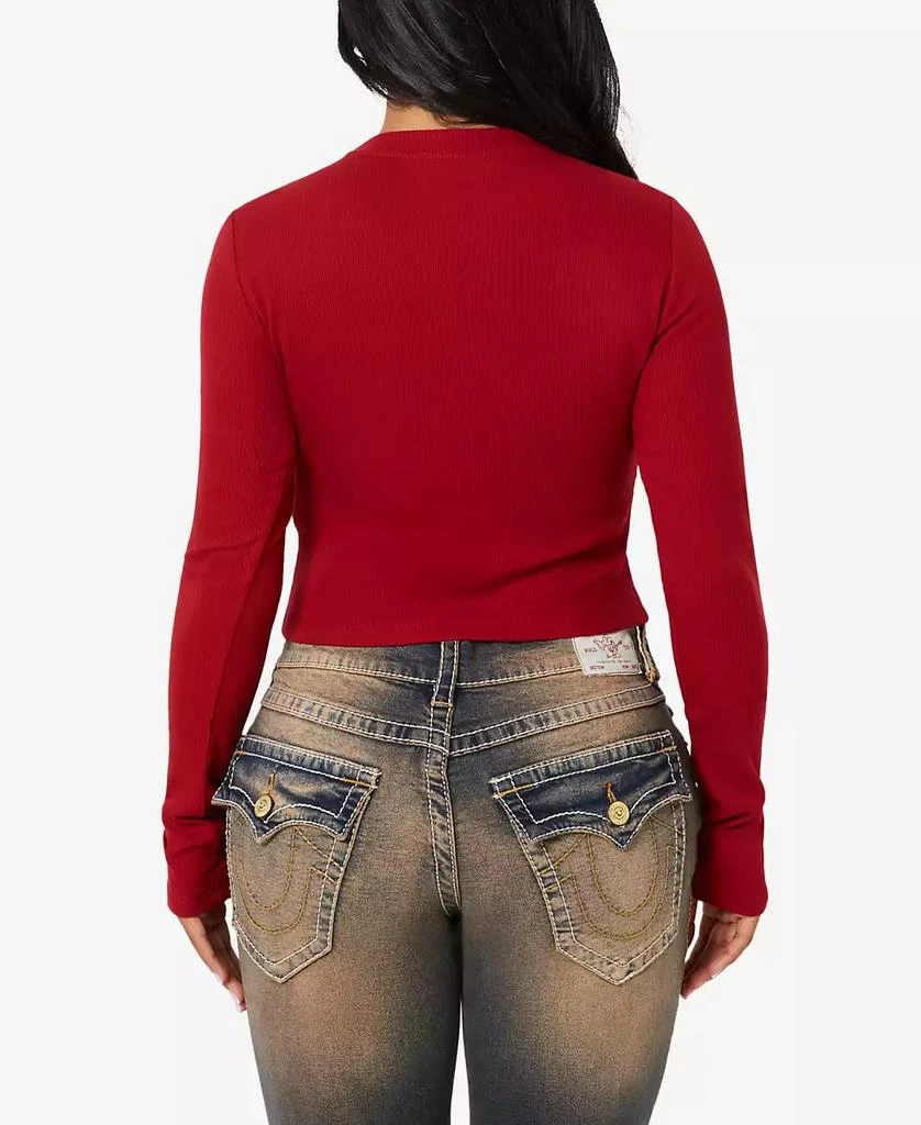 True Religion Women's Western Logo Rib Baby Tee 6