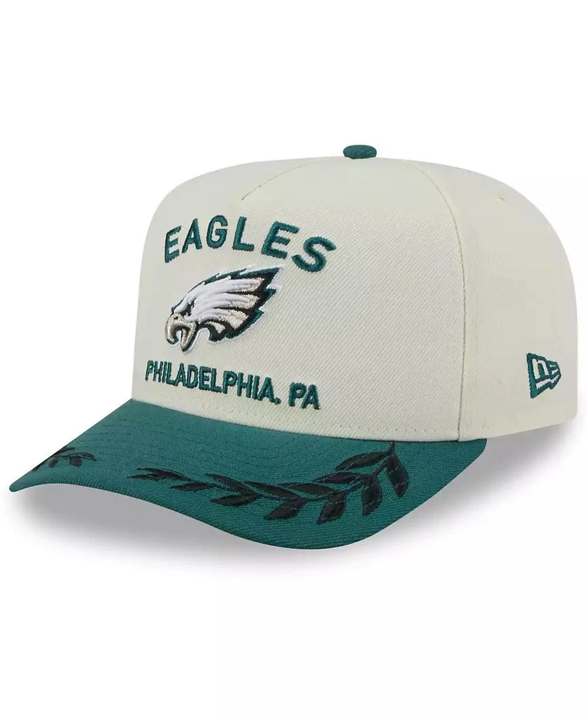 New Era Men's Cream/Green Philadelphia Eagles 2025 NFL Draft A-Frame 9FIFTY Snapback Hat 1