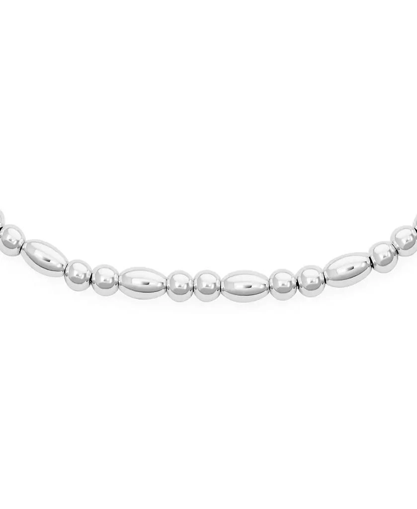 Bling Jewelry Simple Alternating Round And Oval .925 Sterling Silver Small 3 Ball Beads Anklet Strand Ankle Bracelet 9-10 Inch Adjustable 2