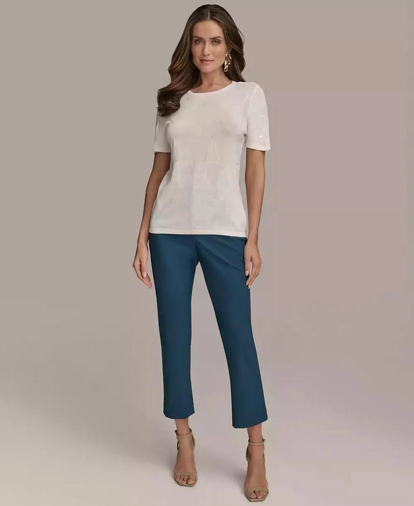 Donna Karan Women's Short-Sleeve Sequin Detail Sweater 4