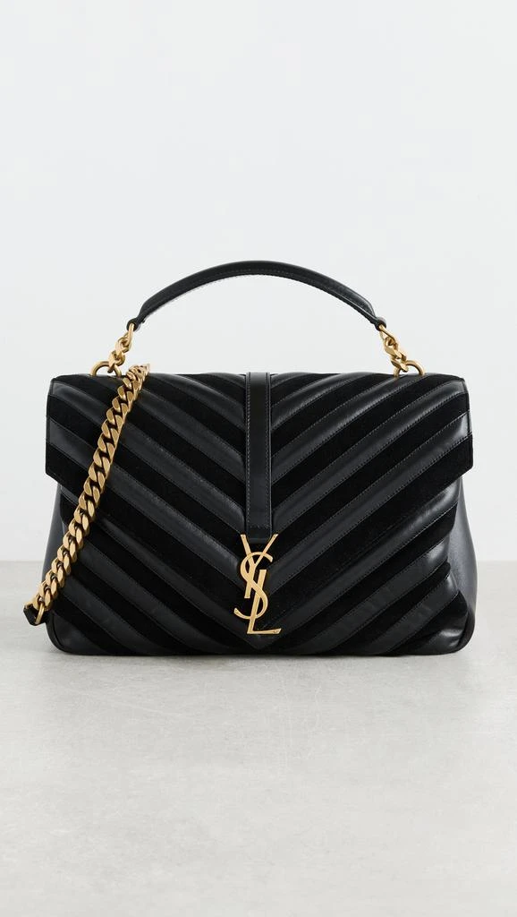 What Goes Around Comes Around YSL Black Patchwork College Large Bag 1