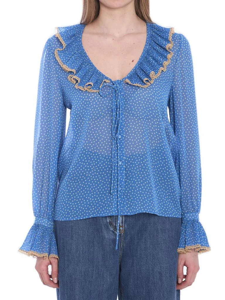 Valentino Valentino Polka-Dot Printed Ruffled Blouse 1