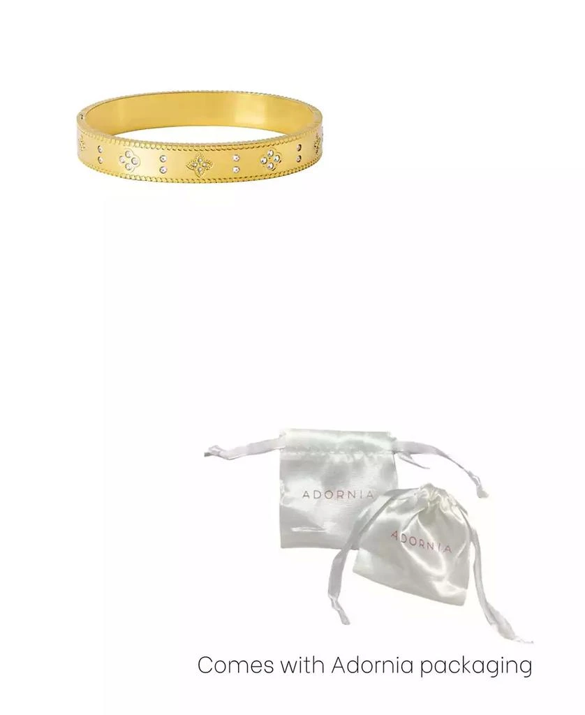 ADORNIA Tarnish Resistant Gold Clover Bangle Bracelet 3