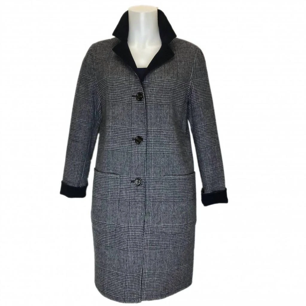 SCHNEIDERS Women's Alima Reversible Wool Coat In Navy/plaid 2