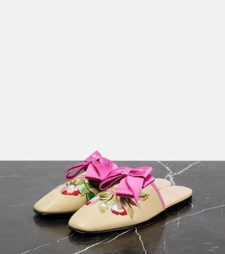 Valentino Beauregard embroidered leather mules 4
