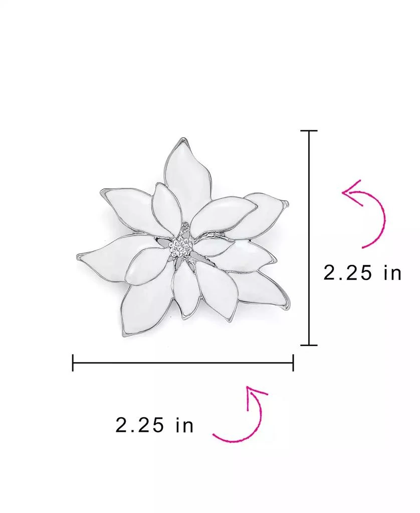 Bling Jewelry Large Statement White Enamel Lily Flower Brooch Scarf Pin Silver Plated 3