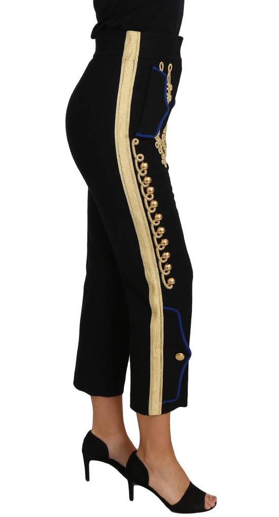 Dolce & Gabbana Dolce & Gabbana Military Embellished Pants Black Gold Dress Pant