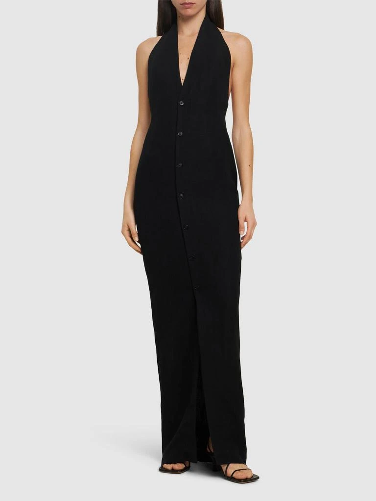 PETAR PETROV Linen Blend Long Halter Neck Vest Dress 1