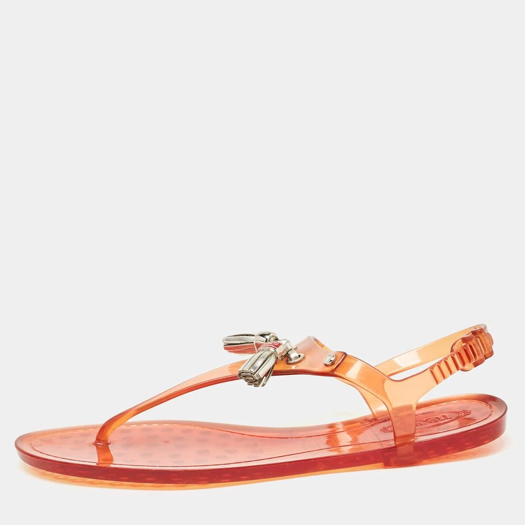 Tod's Tod's Orange Jelly Tassel Thong Slingback Flat Sandals Size 39 1