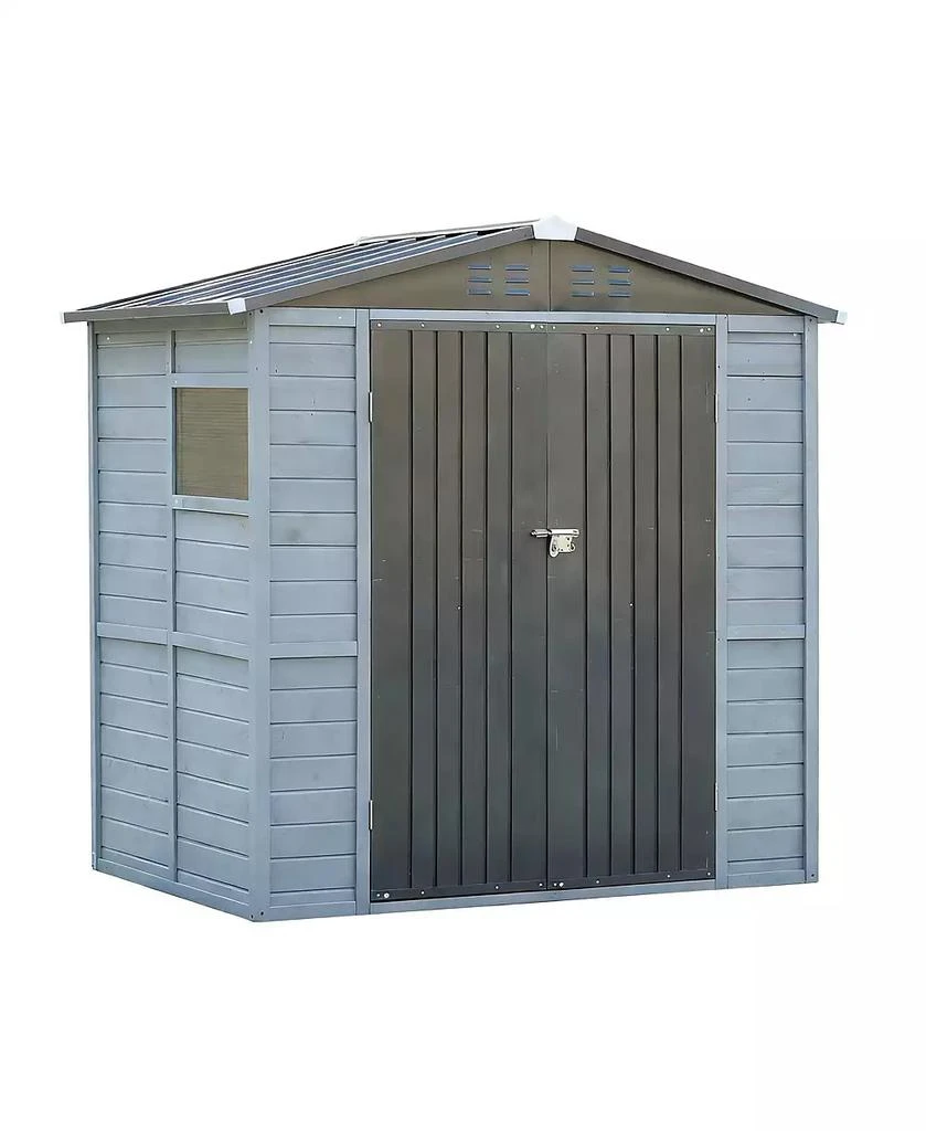 Clihome 4x6FT Iron-Wood Tool Shed Waterproof Outdoor Storage Shed