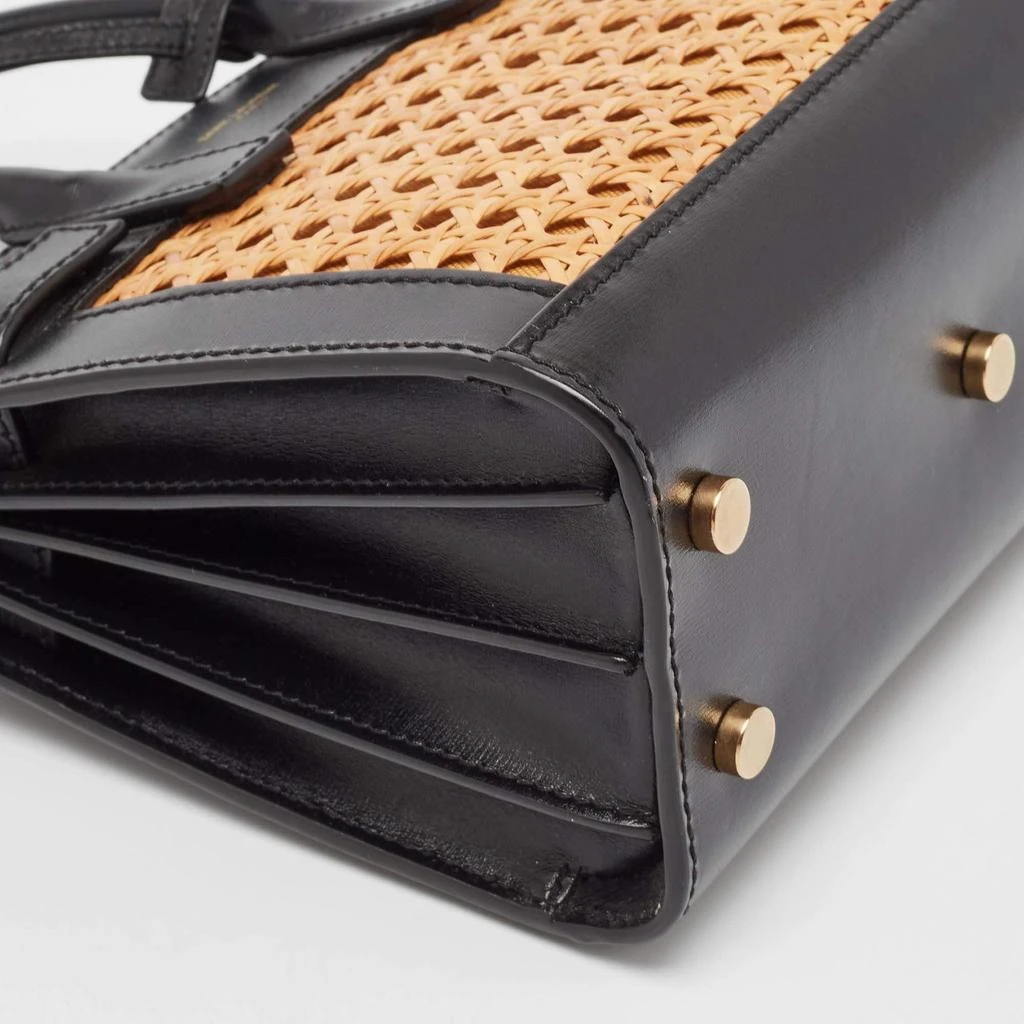 Yves Saint Laurent Saint Laurent Black/Beige Leather and Bamboo Woven Nano Sac De Jour Tote 15