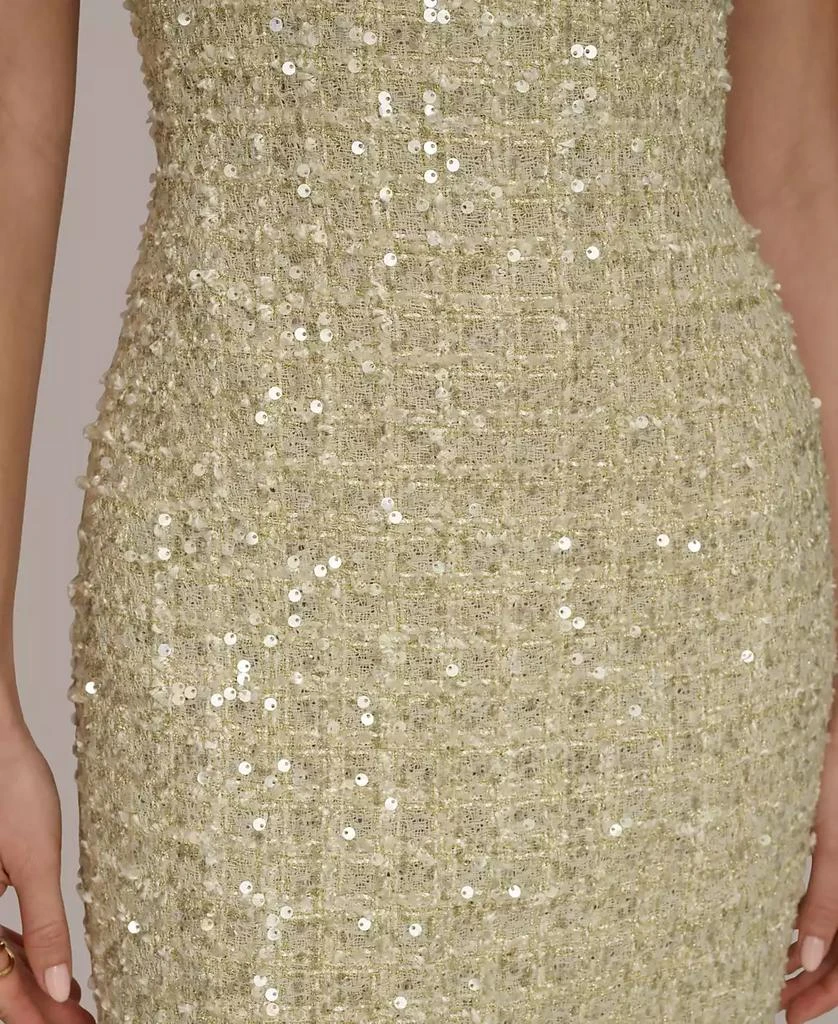 donna karan gold sequin dress Donna Karan Women's Sleeveless Floral Sequin Gown in Black/Gold main image 1