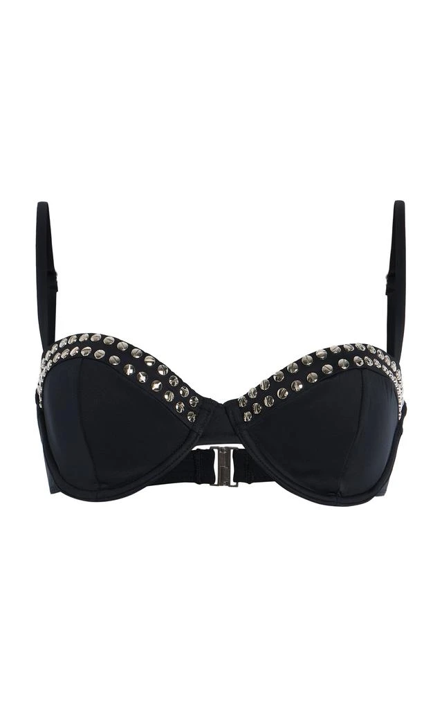 SIMKHAI SIMKHAI - Amande Studded Balconette Bikini Top - Black - L - Moda Operandi 1