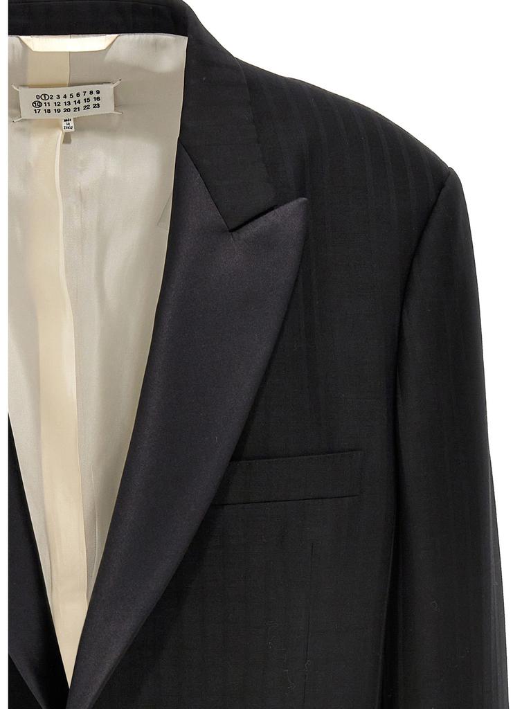 ジャケット MAISON MARGIELA Striped single breast blazer jacket Black MAISON MARGIELA Striped Single Breast Blazer Jacket Blazer