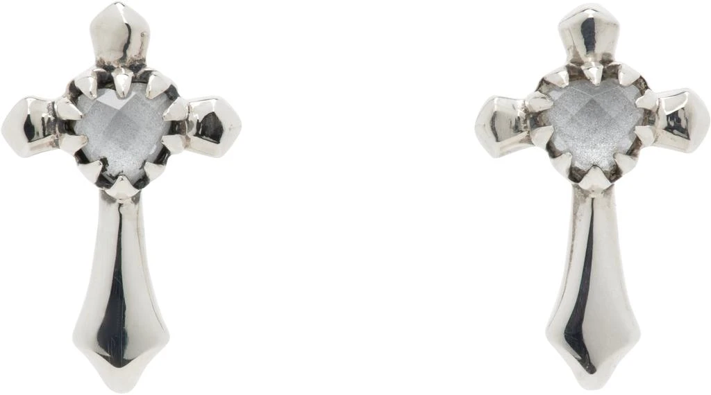 Stolen Girlfriends Club SSENSE Exclusive Silver Gothic Cross Stud Earrings 1