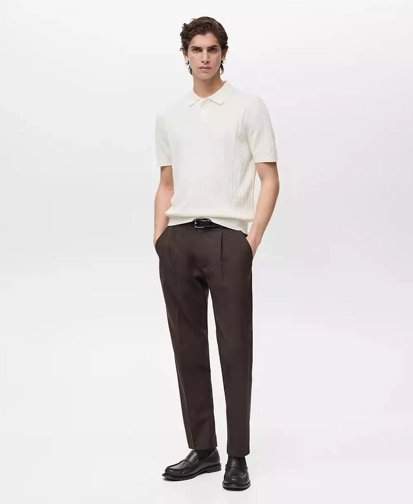 Mango Men's Cotton Braided Knitted Polo Shirt 4
