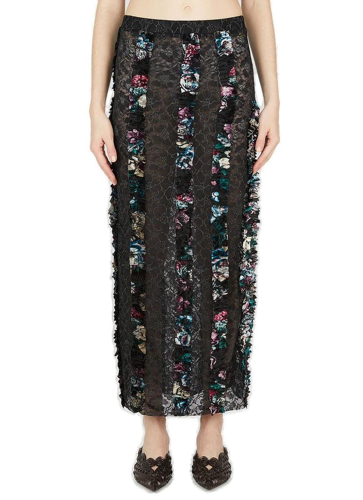Rave Review Rave Review Idun Ruffled Trim Lace Midi Skirt