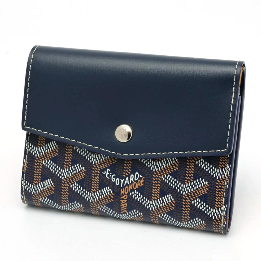 Goyard blue Navy Canvas Leather Wallet (Tri-Fold) (Pre-Owned)