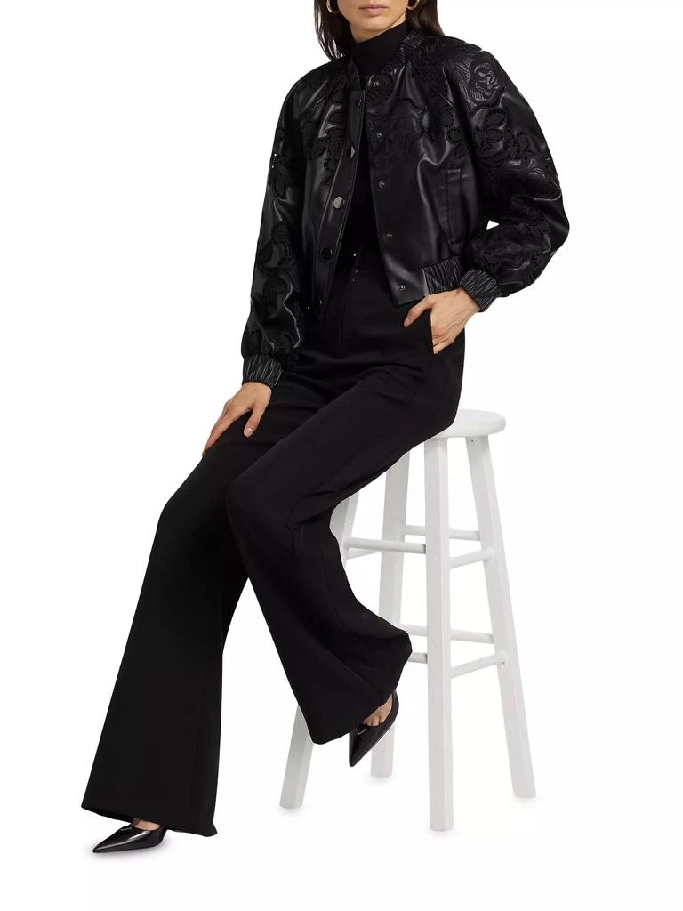 Toccin Brynn Vegan Leather-Lace Bomber Jacket 2
