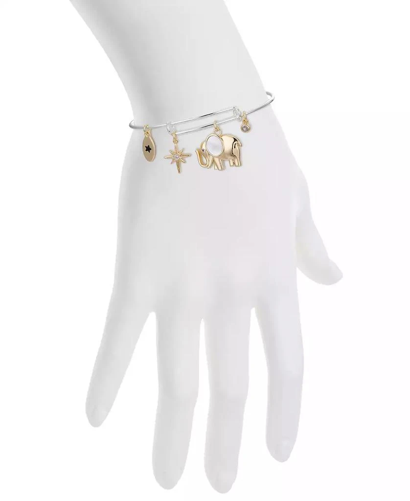 Unwritten Cubic Zirconia and Mother of Pearl Elephant Bangle Bracelet 3