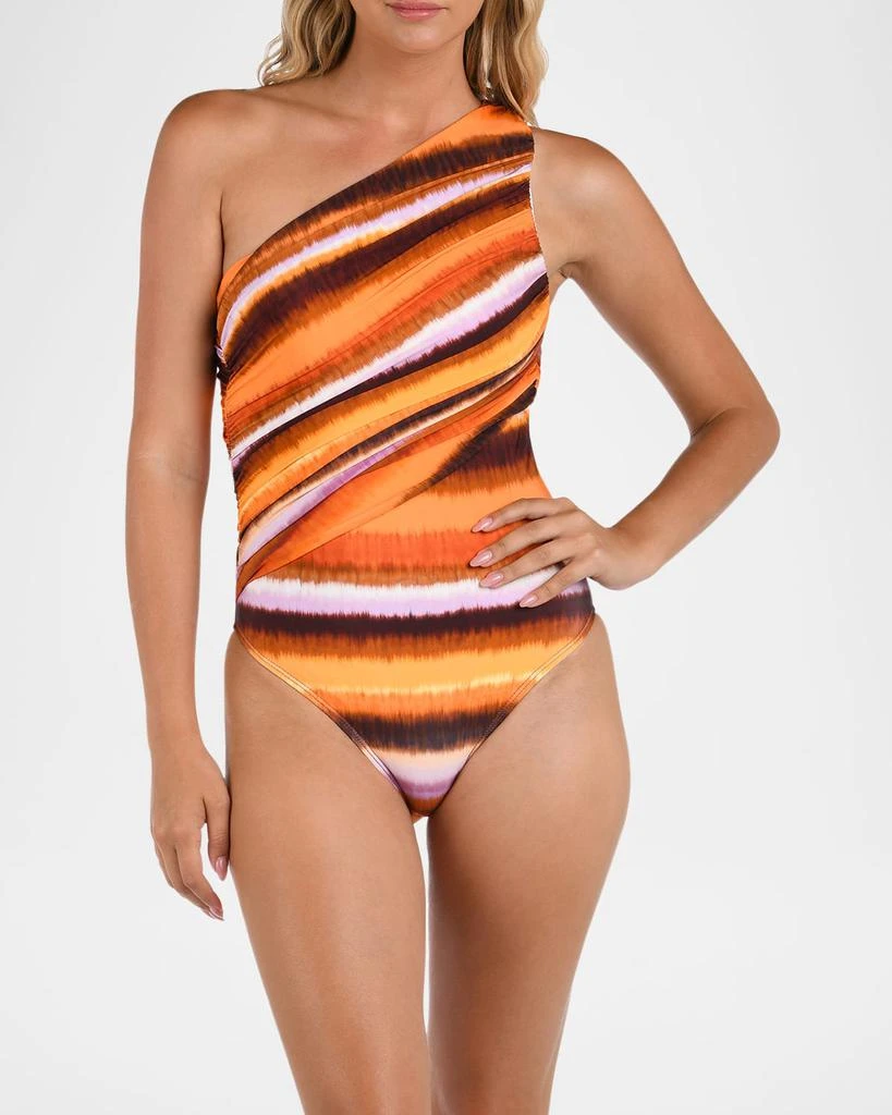 La Blanca Sunset Shirred Asymmetric One-Piece Swimsuit 2