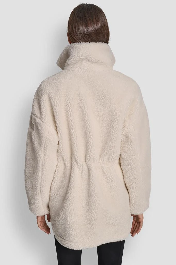 DKNY SHERPA MOCK NECK CURVED HEM JACKET WITH TICKING 2