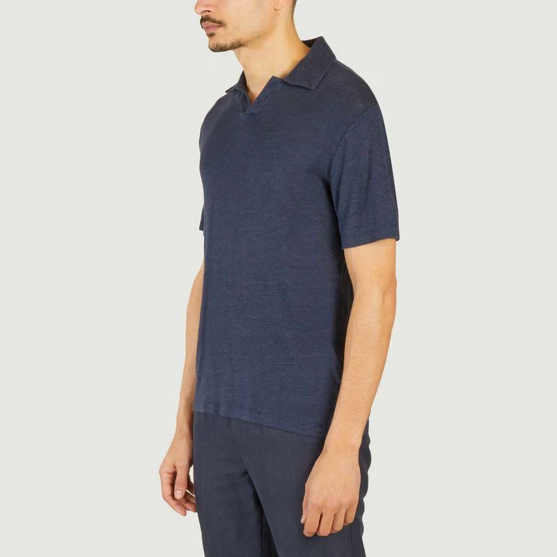 Officine Générale Simon linen polo shirt Night sky OFFICINE GÉNÉRALE 2