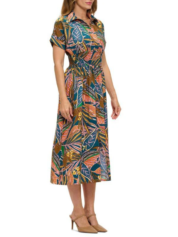 Renee C. Ruched Tropical-Print Midi-Dress 3