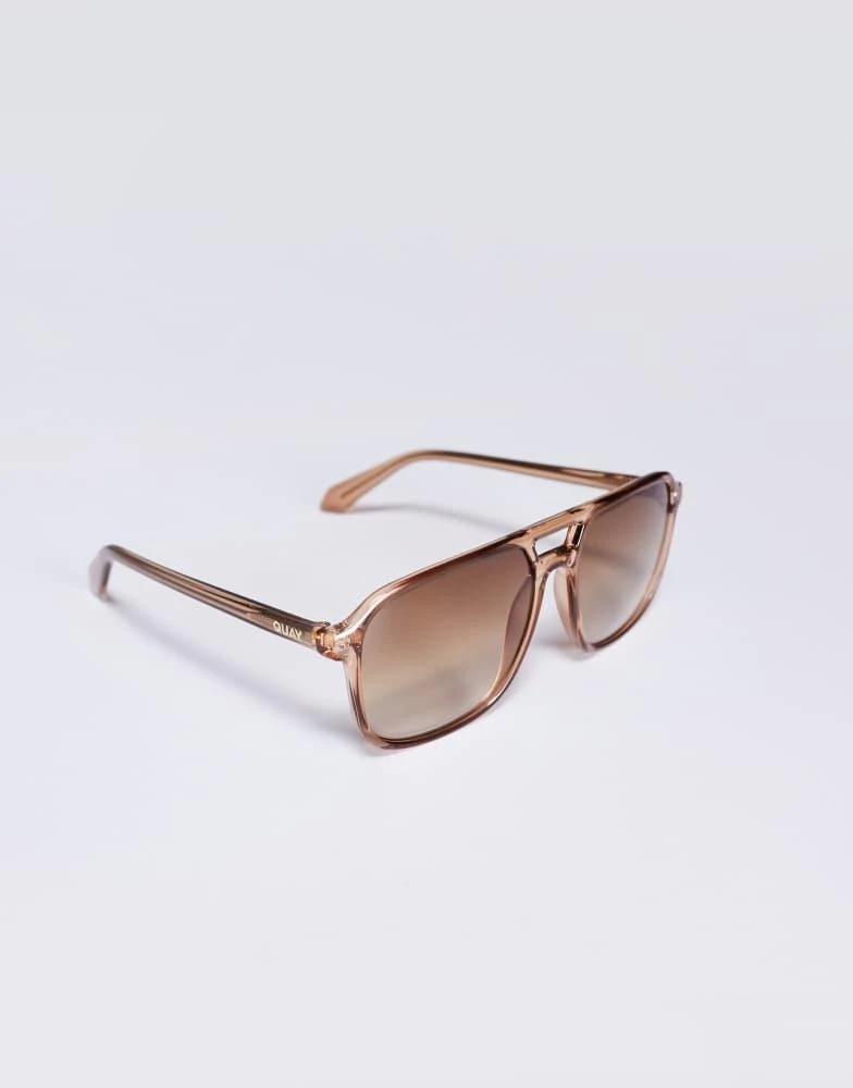 Quay Quay on the fly aviator sunglasses in oat with sepia  display picture 1