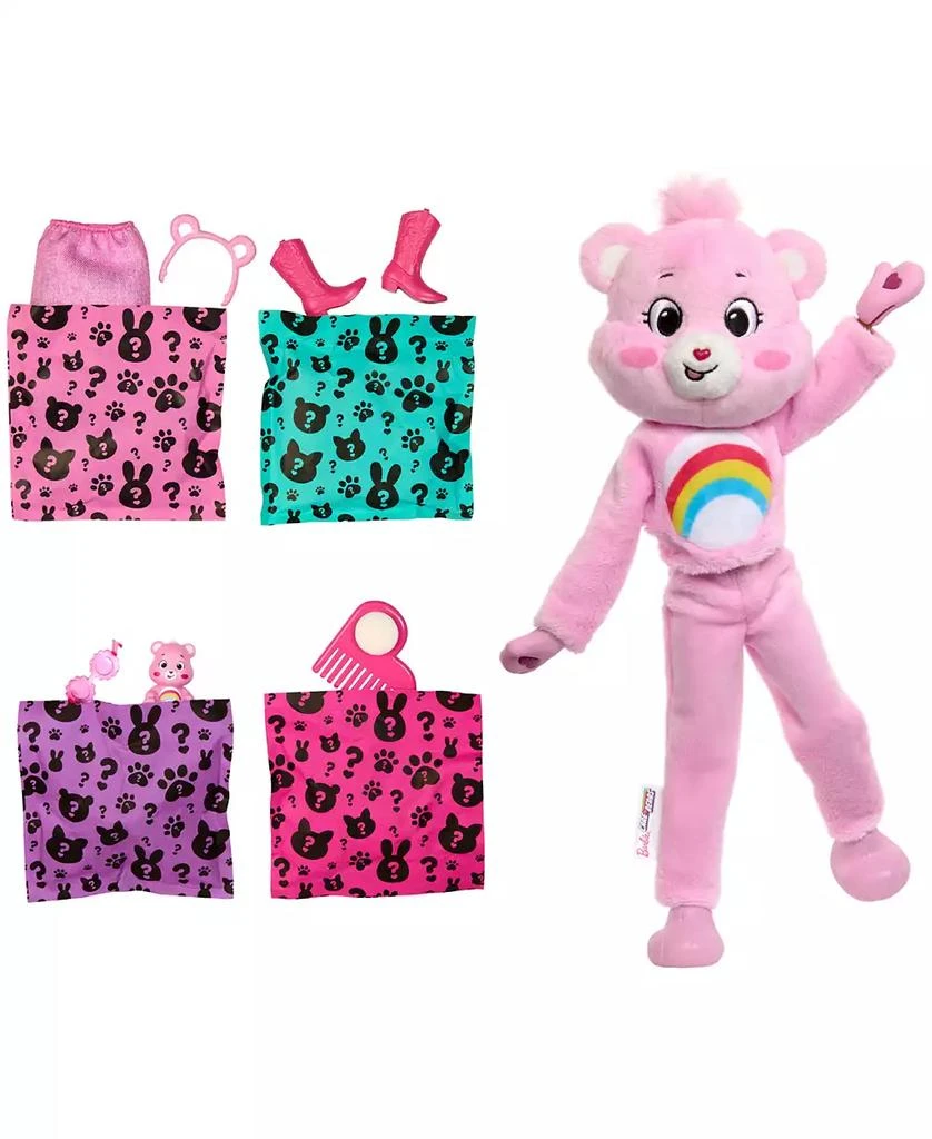 Barbie Cutie Reveal Care Bears Series Doll & Accessories in Cheer Bear Plush Costume, 10 Surprises 3