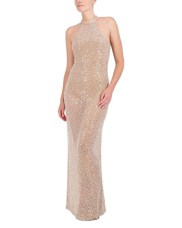 BCBG Sequin Mock Neck Long Dress 3