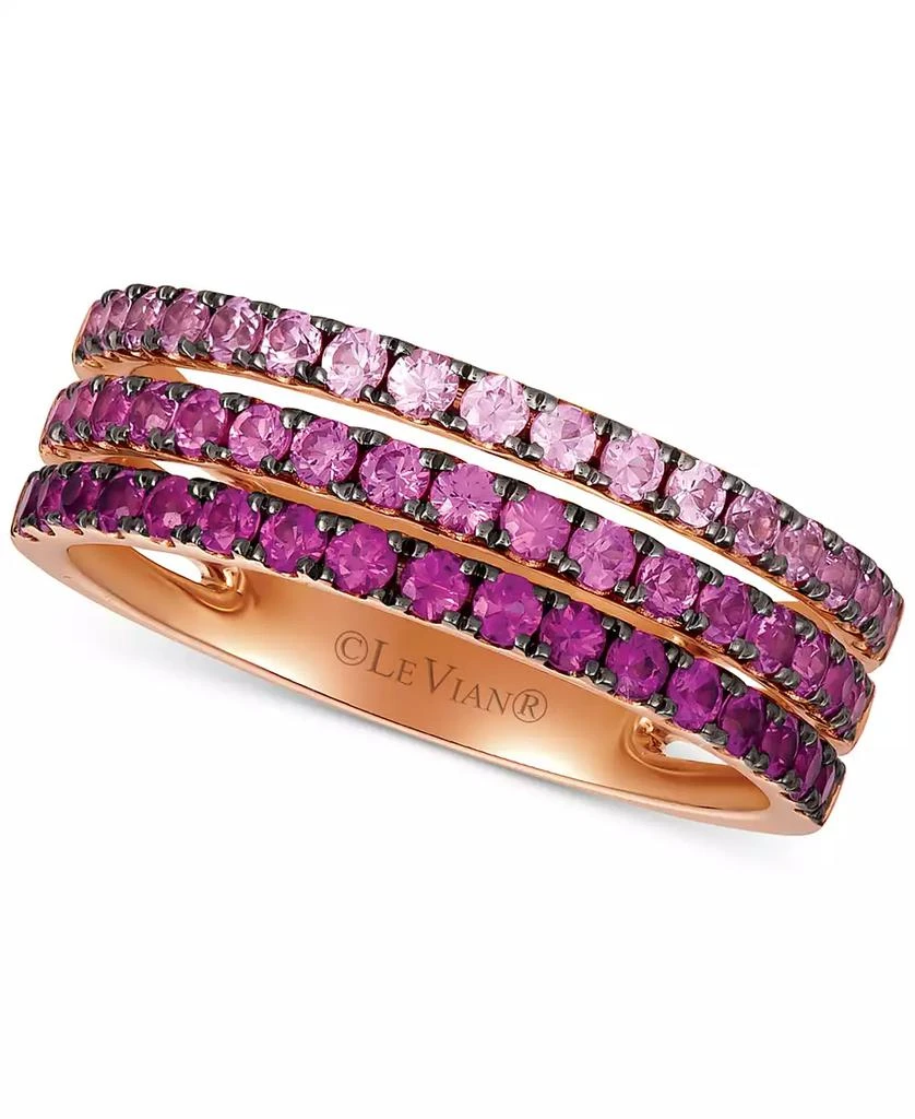 Le Vian Strawberry Layer Cake Pink Sapphire Ombré Three Row Ring (1 ct. t.w.) in 14k Rose Gold