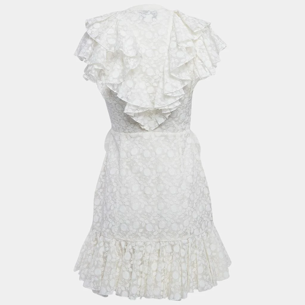 Giambattista Valli Giambattista Valli White Embroidered Silk Ruffled Mini Dress S 2
