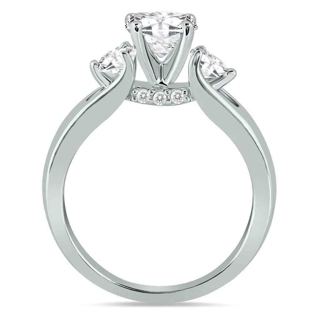 SSELECTS 1 Carat Tw Diamond Three Stone Engagement Ring In 14K White Gold