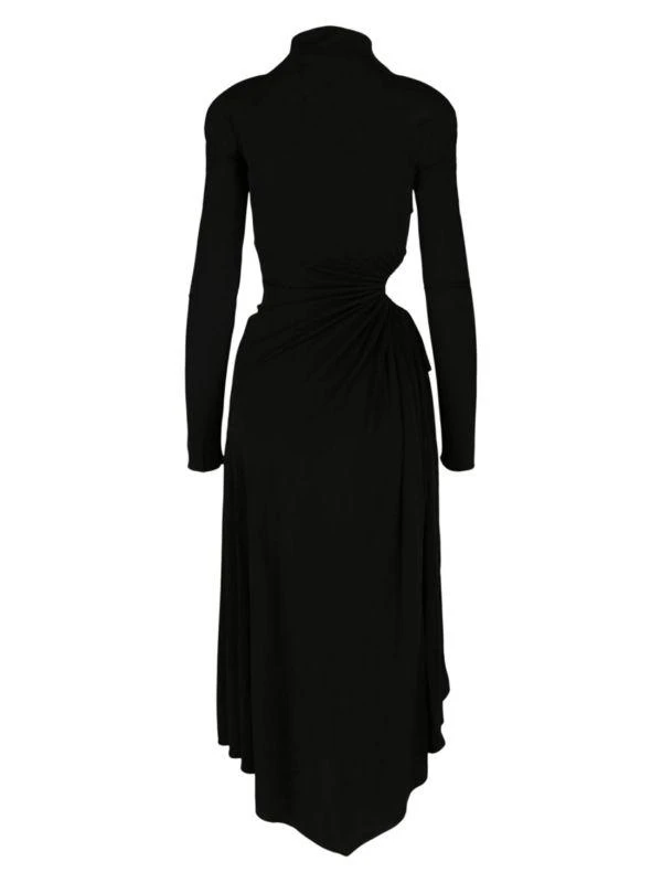 Off-White Cut-Out Ruched Asymmetric Midi-Dress 2