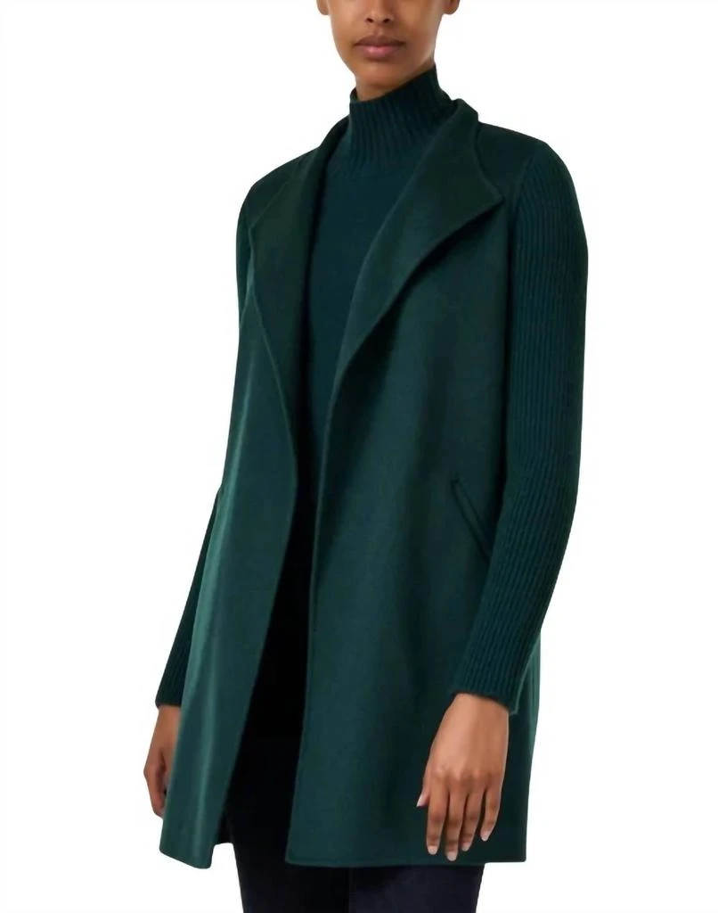 Kinross Rib Sleeve Coat In Cypress 1
