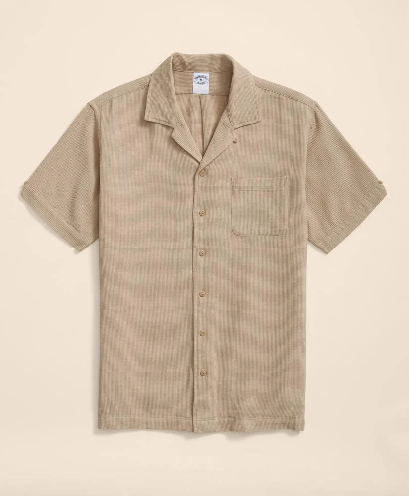 Brooks Brothers Cotton Camp Collar, Waffle Weave Short-Sleeve Shirt 1