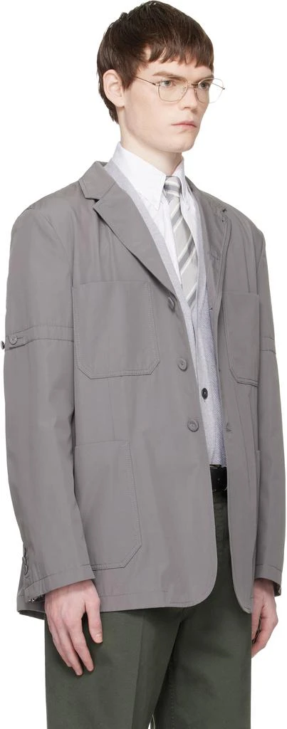 Thom Browne Gray Cotton Suiting Armband Unconstructed Blazer 2