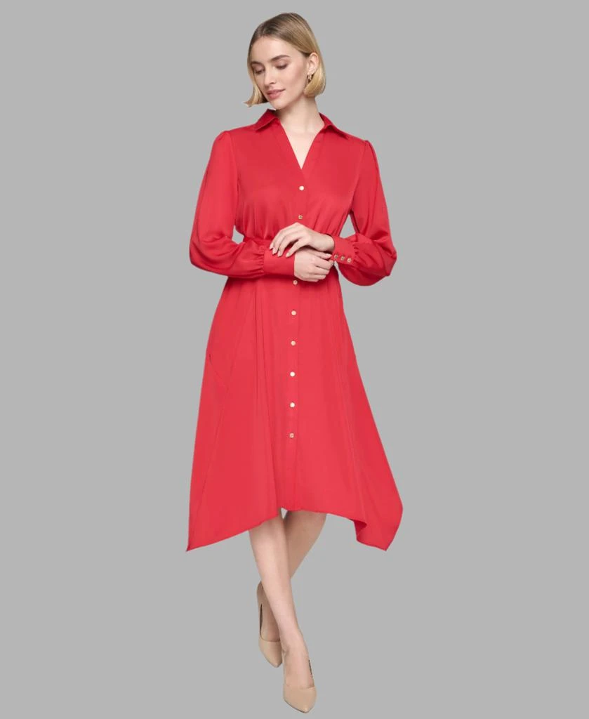Karl Lagerfeld Paris LONG SLEEVE HANKY HEM SHIRT DRESS 3