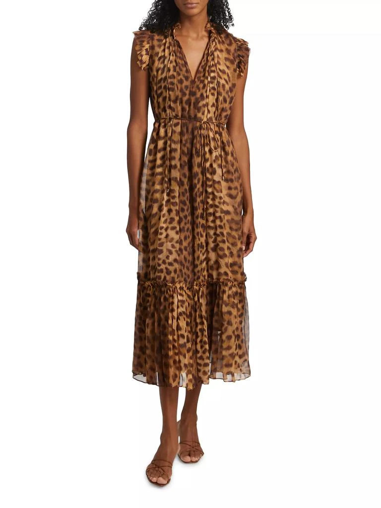 Zimmermann Crush Leopard Flutter Midi-Dress 3