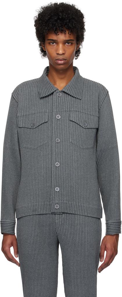 Homme Plissé Issey Miyake Gray Wool Like Light Jacket - Jackets
