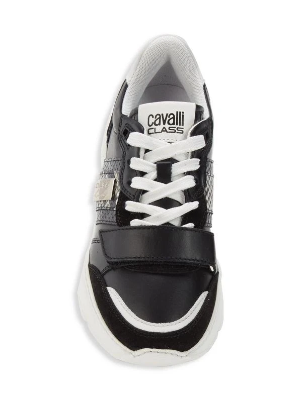 cavalli CLASS Snakeskin Embossed Leather Platform Sneakers 6