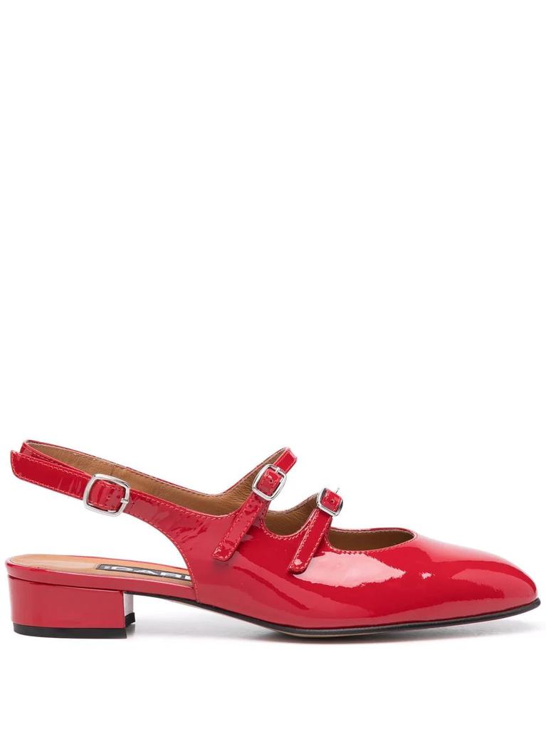 Carel strap-detail polished-finish pumps - women