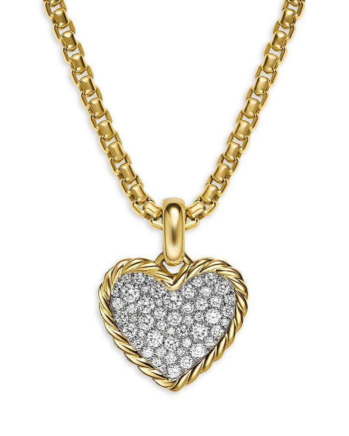 David Yurman Pavé Heart Amulet in 18K Yellow Gold with Diamonds, 15.6mm