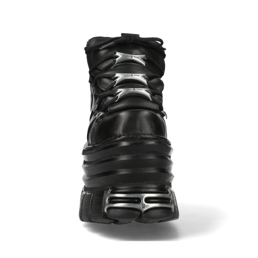 M-106-C181 Black Gothic Punk Chunky Platform Ankle Boots – On Sale