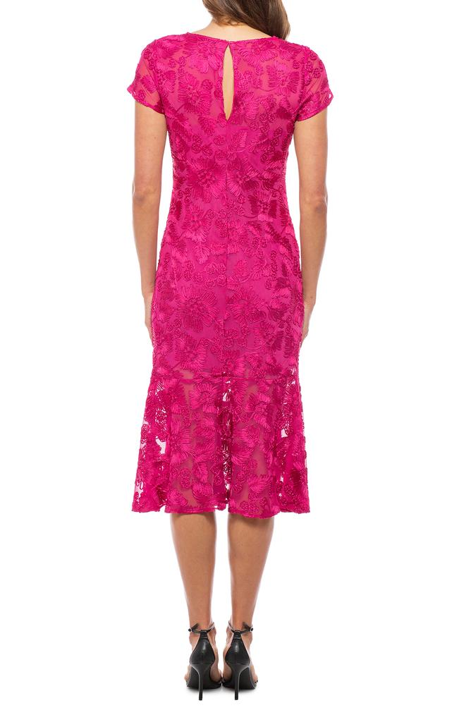 MARINA Soutache Cap Sleeve Midi Dress