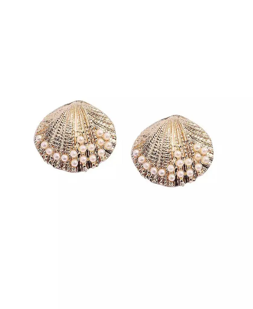 SOHI Pearl Seashell Stud Earrings