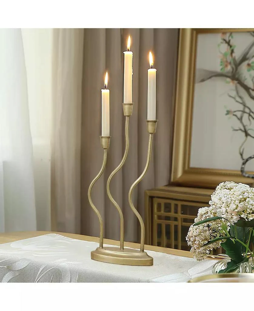 LuxenHome Metal 3-Taper Candle Holder Tabletop Sculpture 3
