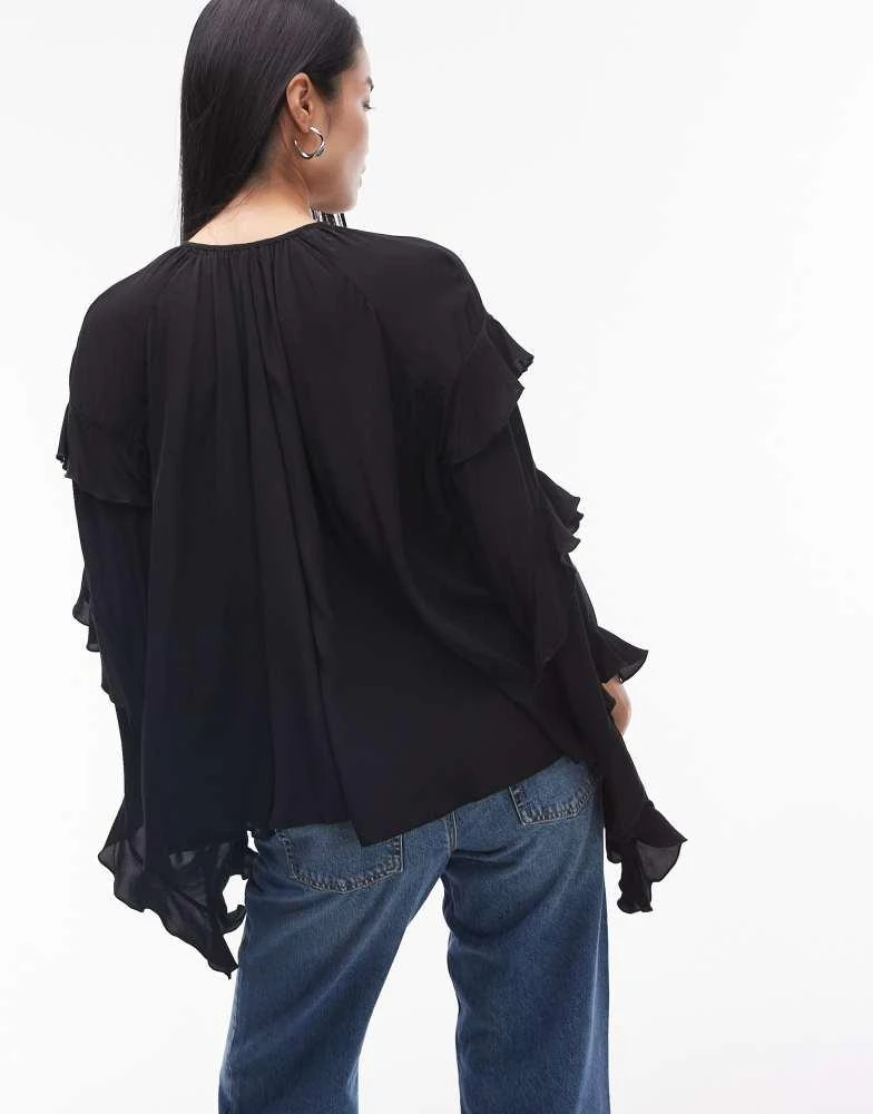 Topshop Topshop ultra femme frill top in black 4